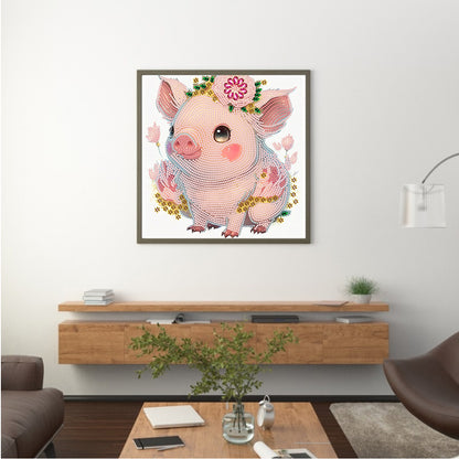 Comic Version Of The Zodiac Pig - Special Shaped Drill Diamond Painting 30*30CM