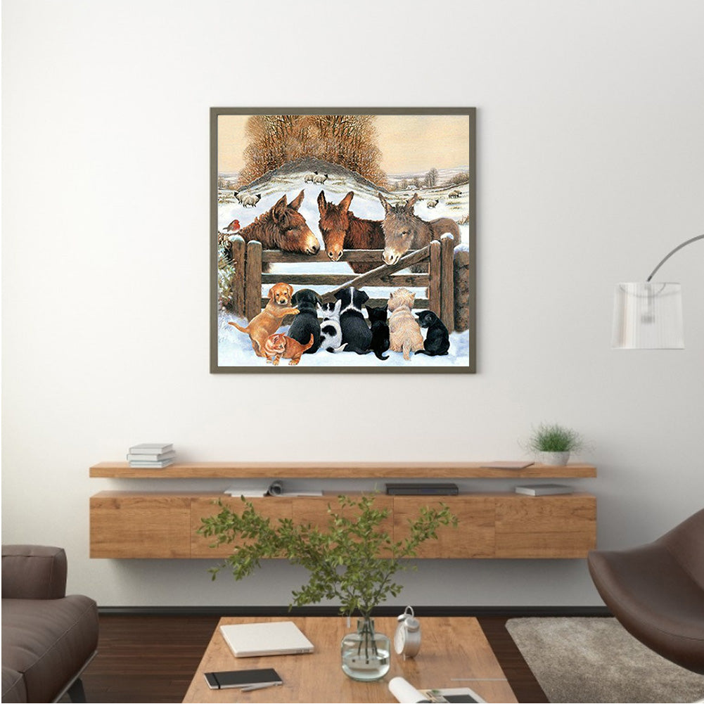 Donkey In The Fence - Full Square Drill Diamond Painting 45*45CM