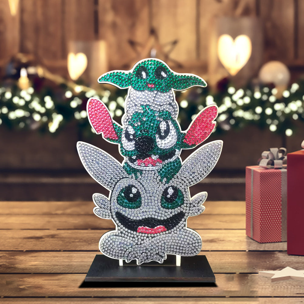 DIY Crystal Diamond Ornament Art Crafts Wooden Cartoon Home Decoration Kids Gift
