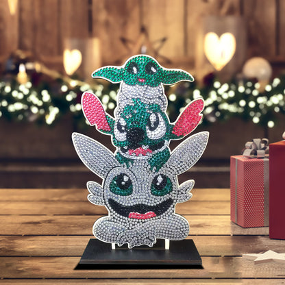 DIY Crystal Diamond Ornament Art Crafts Wooden Cartoon Home Decoration Kids Gift