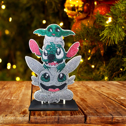 DIY Crystal Diamond Ornament Art Crafts Wooden Cartoon Home Decoration Kids Gift