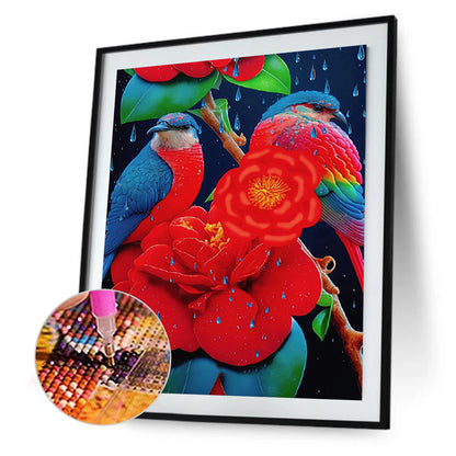 Red Flower Parrot - Full Round Drill Diamond Painting 30*40CM