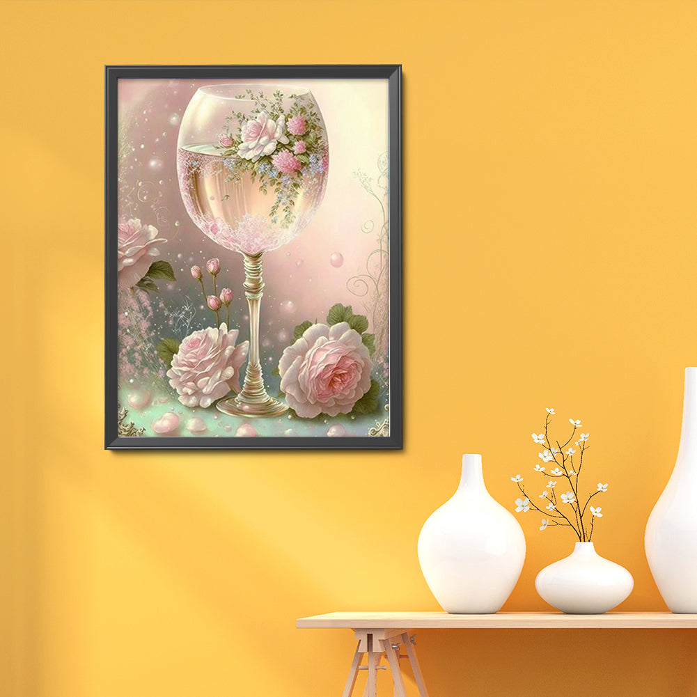 Flower Crystal Cup - Full Round Drill Diamond Painting 30*40CM