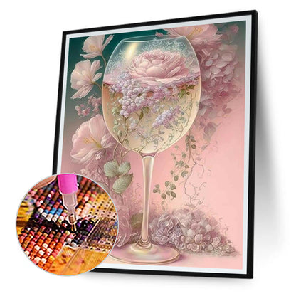 Flower Crystal Cup - Full Round Drill Diamond Painting 30*40CM
