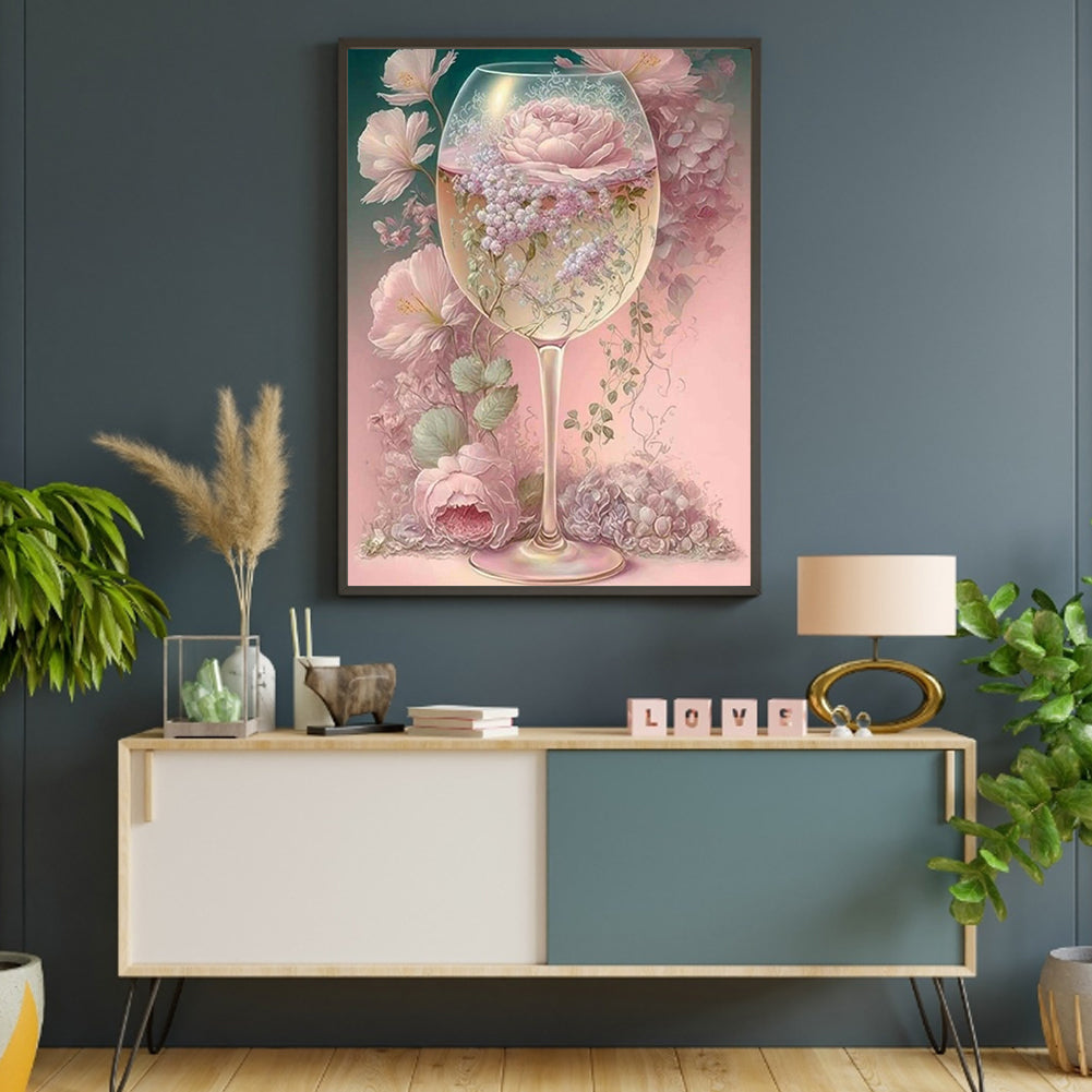 Flower Crystal Cup - Full Round Drill Diamond Painting 30*40CM