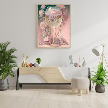 Flower Crystal Cup - Full Round Drill Diamond Painting 30*40CM
