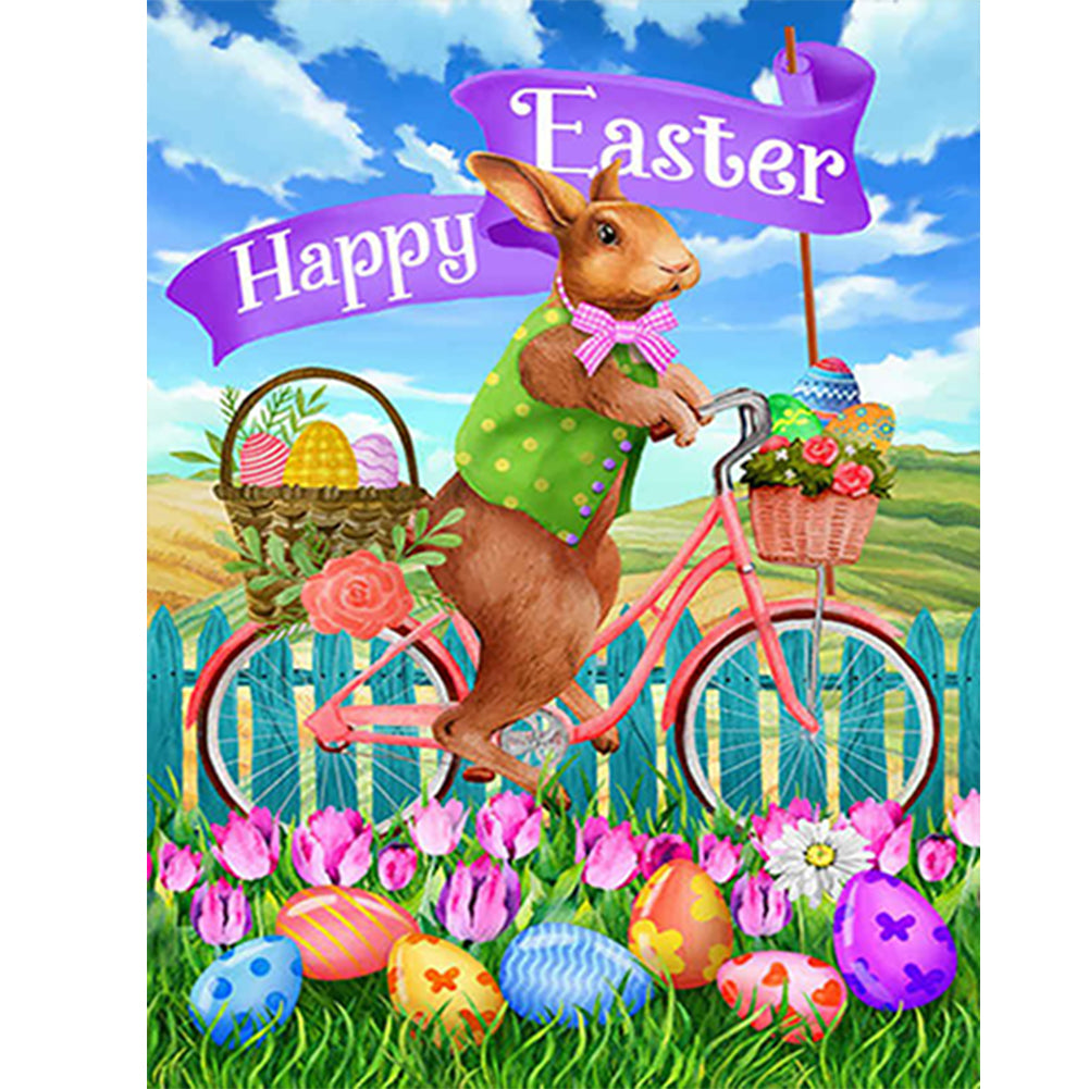 Easter Bike Bunny - Full Round Drill Diamond Painting 30*40CM