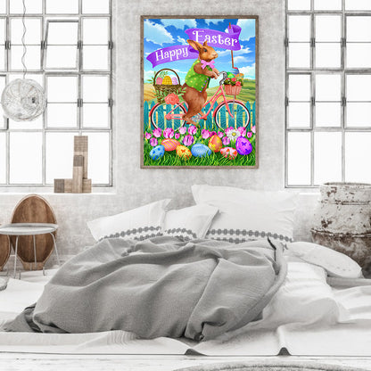 Easter Bike Bunny - Full Round Drill Diamond Painting 30*40CM