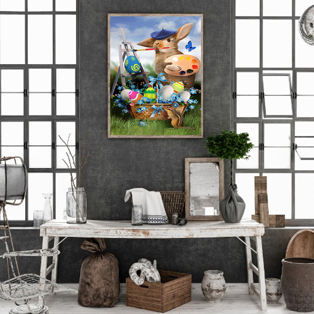 Easter Bunny Painter - Full Round Drill Diamond Painting 30*40CM