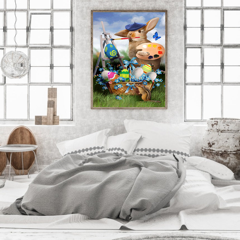 Easter Bunny Painter - Full Round Drill Diamond Painting 30*40CM