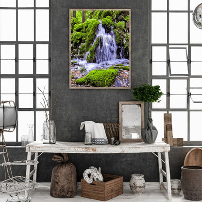 Mountain Waterfall - Full Round Drill Diamond Painting 30*40CM
