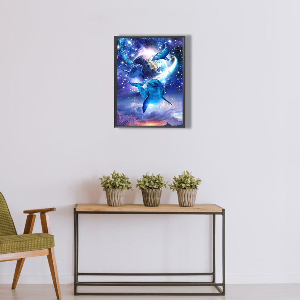 Dolphins Guarding The Earth - Full Round Drill Diamond Painting 30*40CM