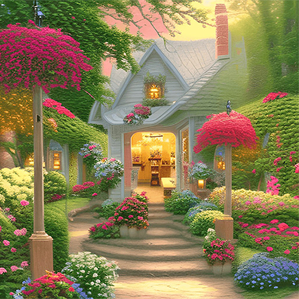 Flower Shop Entrance - Full Round Drill Diamond Painting 40*40CM