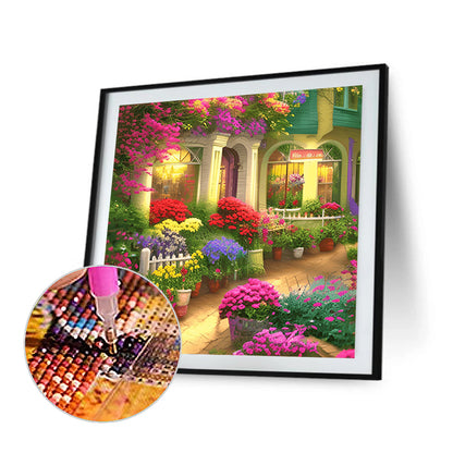 Flower Shop Entrance - Full Round Drill Diamond Painting 40*40CM
