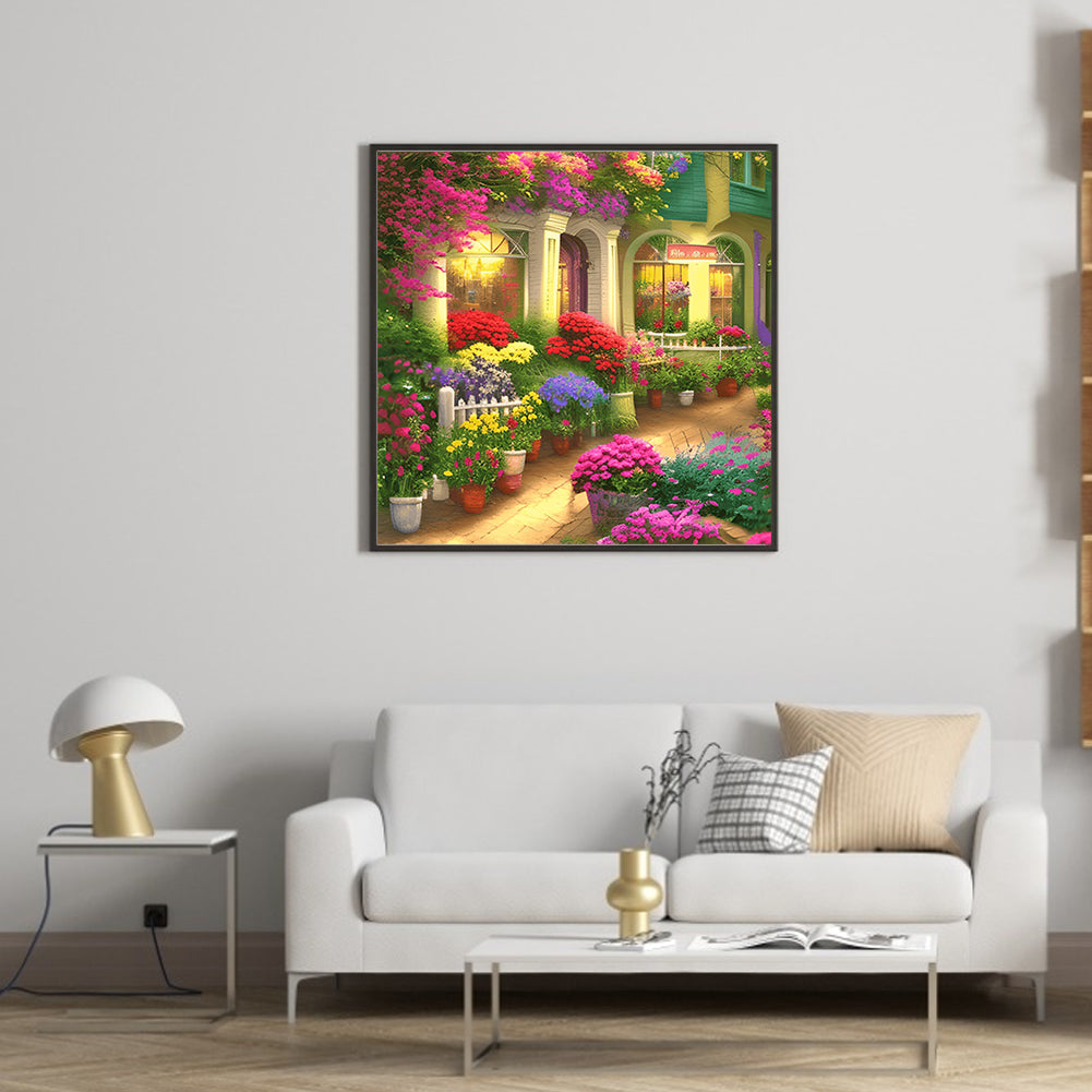 Flower Shop Entrance - Full Round Drill Diamond Painting 40*40CM