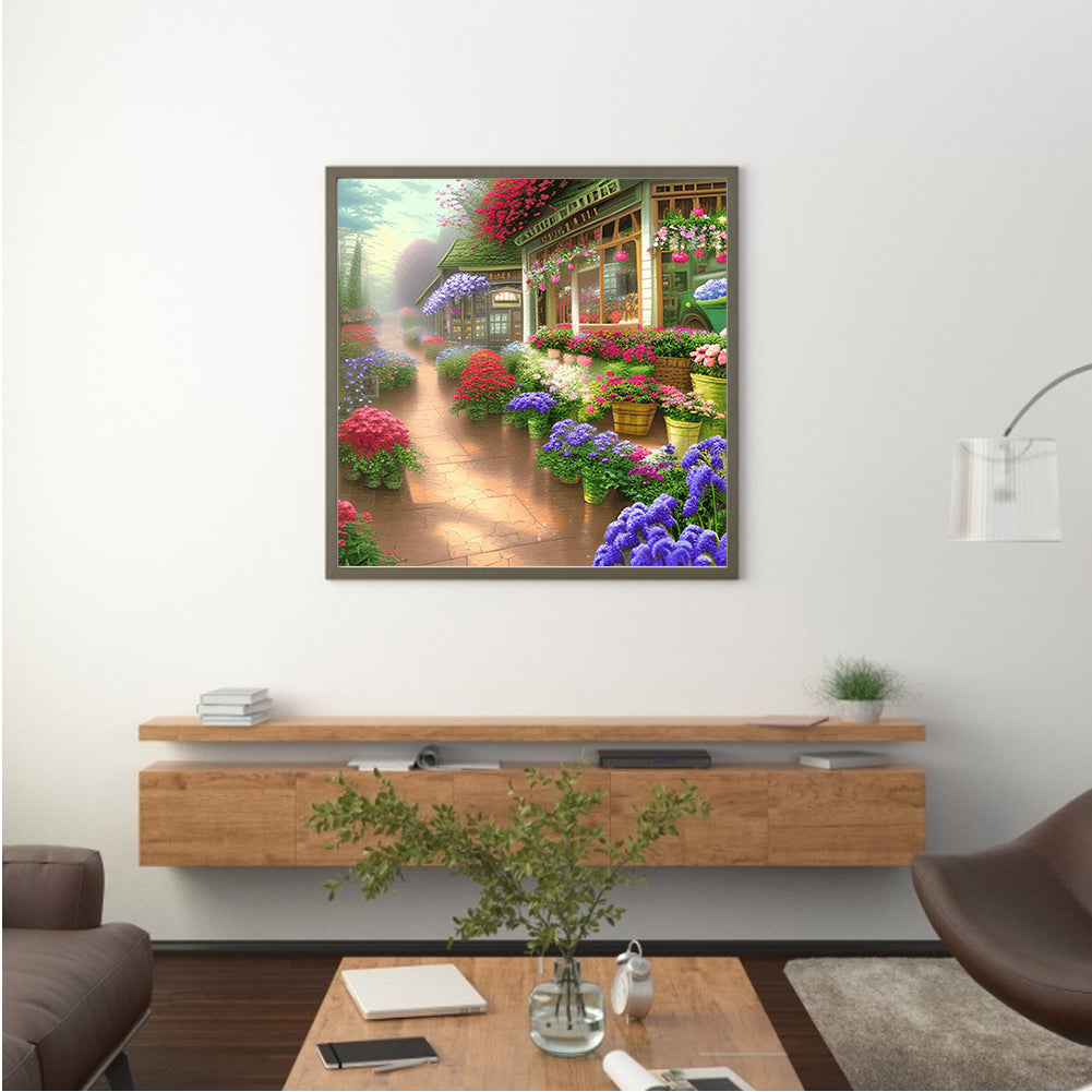 Flower Shop Entrance - Full Round Drill Diamond Painting 40*40CM