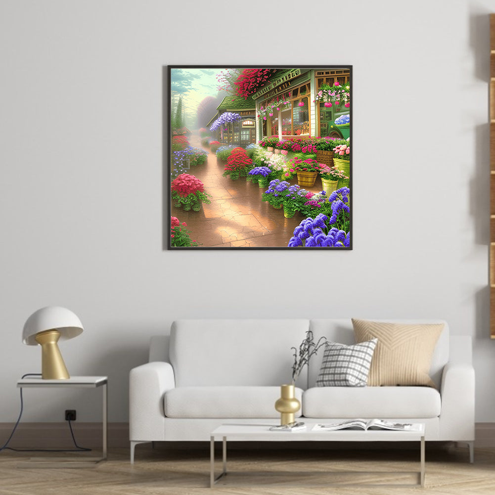 Flower Shop Entrance - Full Round Drill Diamond Painting 40*40CM