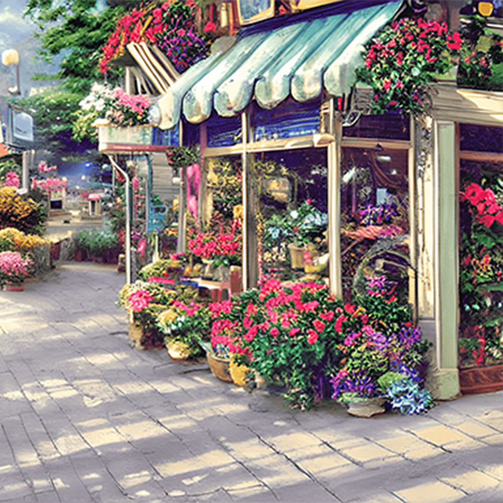 Flower Shop Entrance - Full Round Drill Diamond Painting 40*40CM