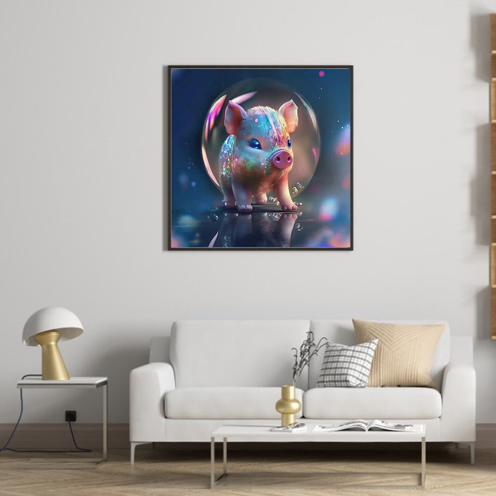 Fantasy Cartoon Piggy Crystal Ball - Full Round Drill Diamond Painting 30*30CM