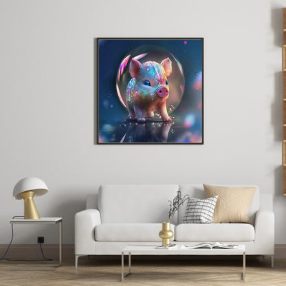 Fantasy Cartoon Piggy Crystal Ball - Full Round Drill Diamond Painting 30*30CM