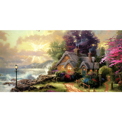Cottage By The Beach - Full Square Drill Diamond Painting 80*40CM