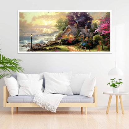 Cottage By The Beach - Full Square Drill Diamond Painting 80*40CM