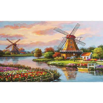 Pastoral Windmill - Full Square Drill Diamond Painting 80*40CM