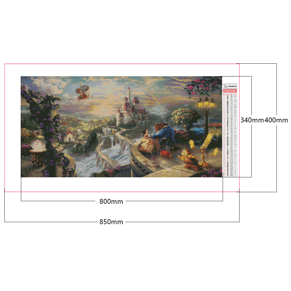 Beauty And The Beast - Full Square Drill Diamond Painting 80*40CM