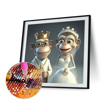 Wedding Animal - Monkey - Full Round Drill Diamond Painting 30*30CM