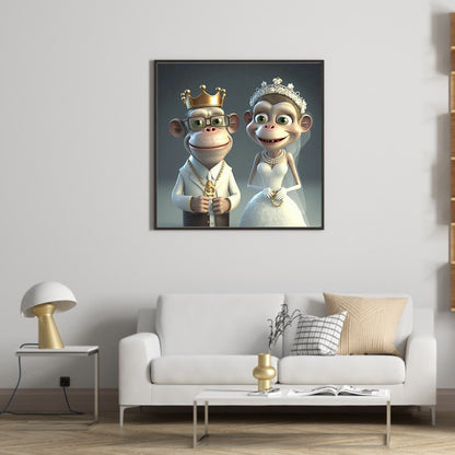 Wedding Animal - Monkey - Full Round Drill Diamond Painting 30*30CM