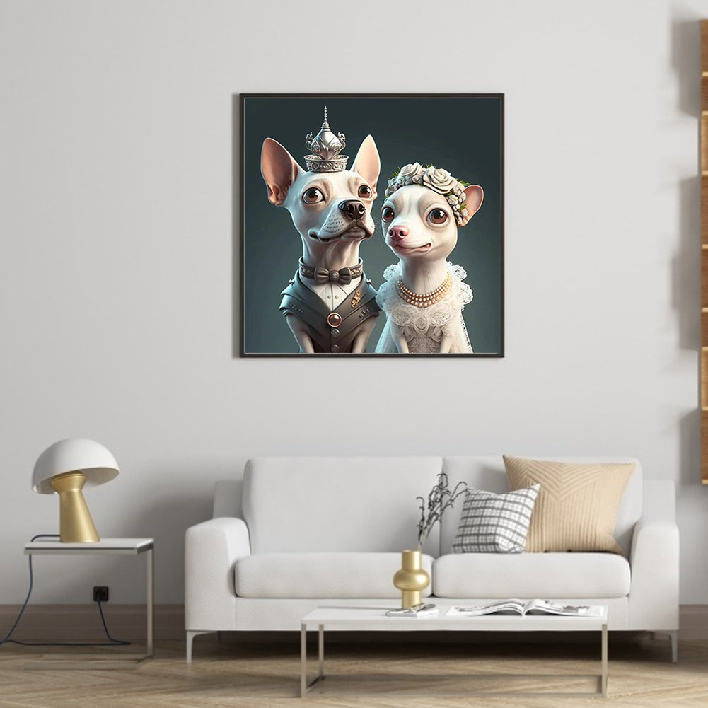 Wedding Animals - Dog - Full Round Drill Diamond Painting 30*30CM