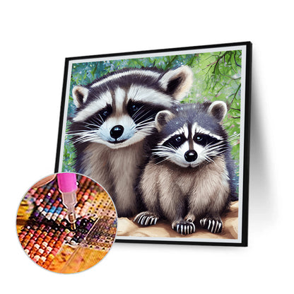 Raccoon Mother And Child - Full Round Drill Diamond Painting 30*30CM