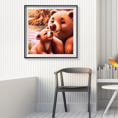 Bear Mother And Son - Full Round Drill Diamond Painting 30*30CM
