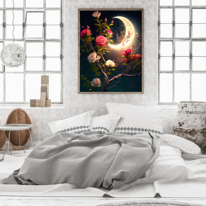 Bright Moon Flowers - Full Round Drill Diamond Painting 30*40CM