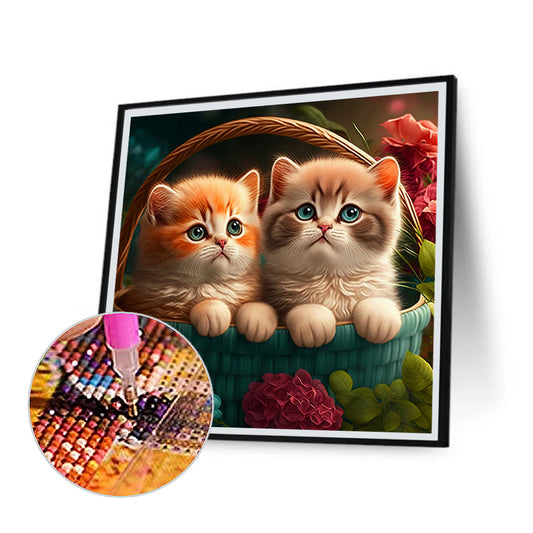 Cat In The Basket - Full Round Drill Diamond Painting 40*40CM
