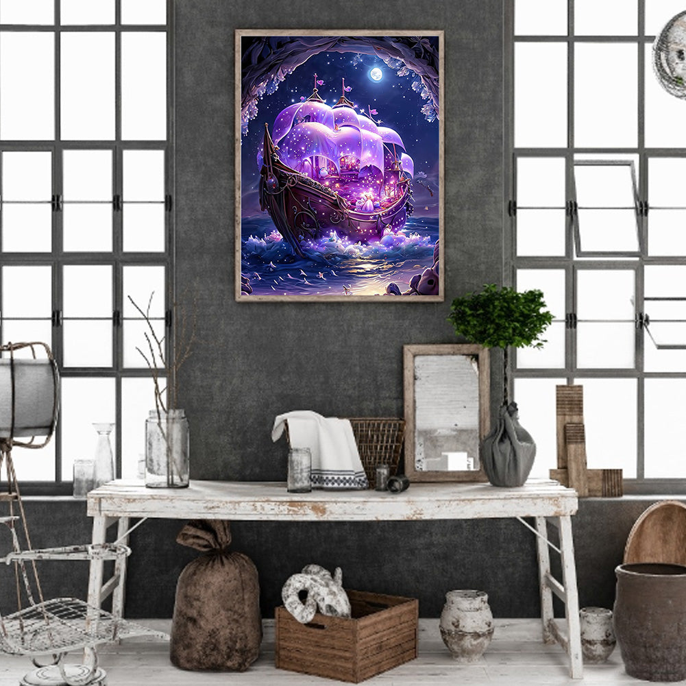 Dream Moon Ferry - Full Round Drill Diamond Painting 30*40CM