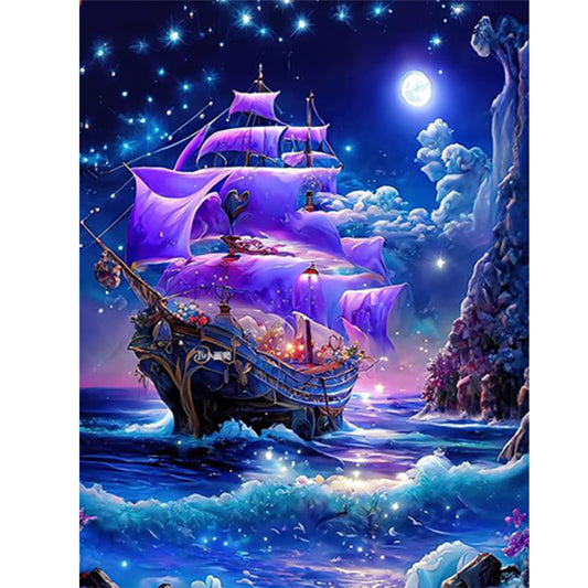 Dream Moon Ferry - Full Round Drill Diamond Painting 30*40CM
