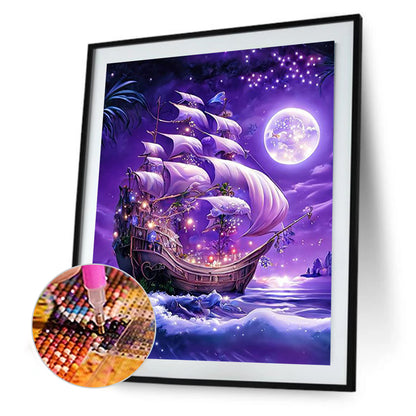 Dream Moon Ferry - Full Round Drill Diamond Painting 30*40CM