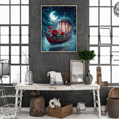 Dream Moon Ferry - Full Round Drill Diamond Painting 30*40CM