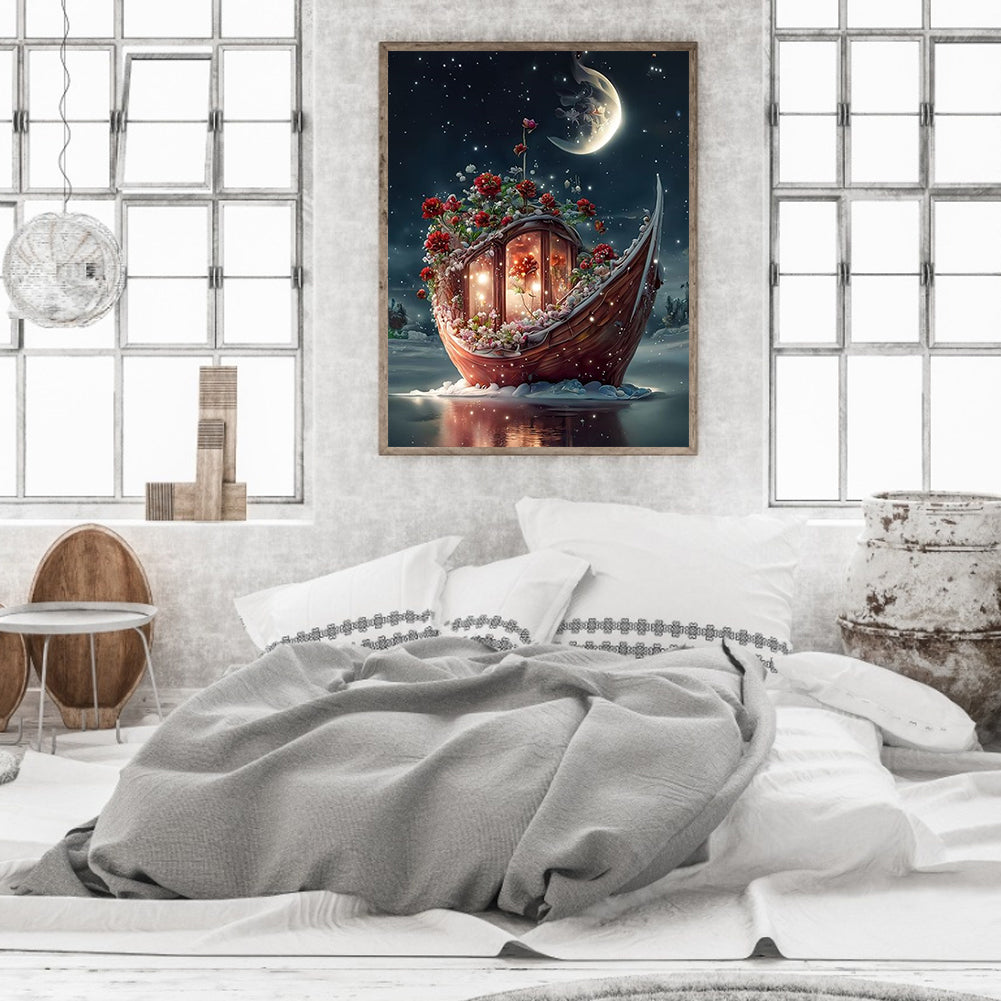 Dream Moon Ferry - Full Round Drill Diamond Painting 30*40CM