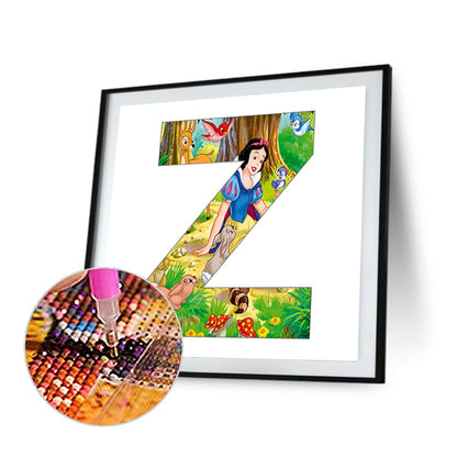 Snow White Letter Z - Full Round Drill Diamond Painting 30*30CM