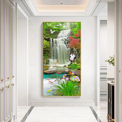 Forest Waterfall - Full Round Drill Diamond Painting 40*80CM