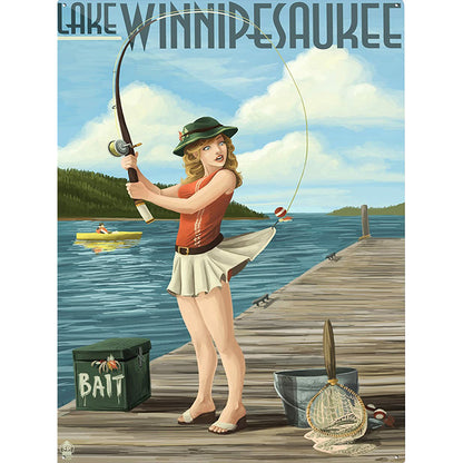 Fishing Girl - Full Round Drill Diamond Painting 30*40CM