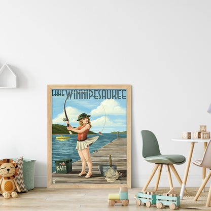 Fishing Girl - Full Round Drill Diamond Painting 30*40CM