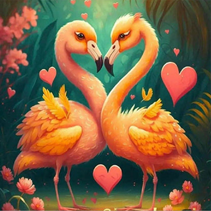 Couple Flamingos - Full Round Drill Diamond Painting 35*35CM