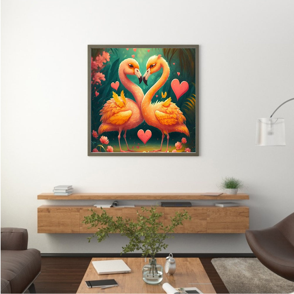 Couple Flamingos - Full Round Drill Diamond Painting 35*35CM
