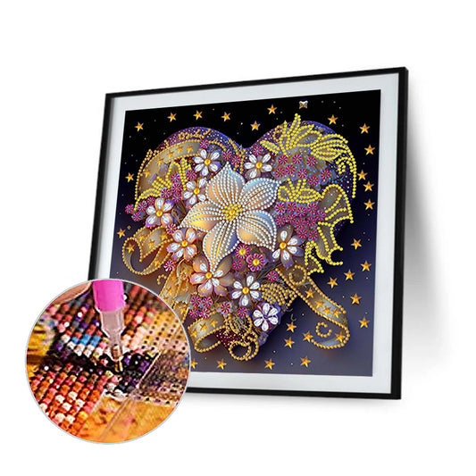 Flowers Love - Special Shaped Drill Diamond Painting 30*30CM