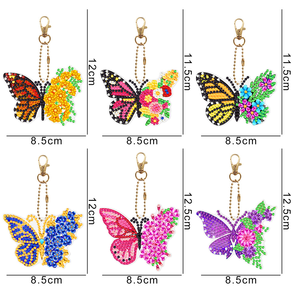 DIY Diamond Painting Keychains Kit 6Pcs Butterfly