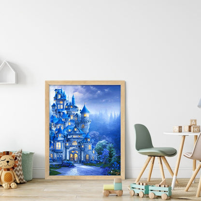 Blue Castle - Full Round Drill Diamond Painting 30*40CM