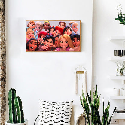 Disney Princess Group Photo - Full Round Drill Diamond Painting 70*40CM